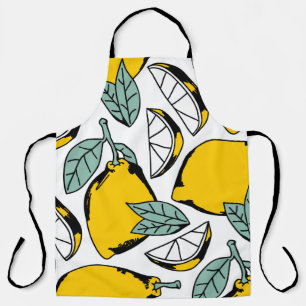 Tablier Motif sans couture de citrons dessinés à la main b