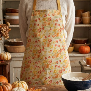 Tablier Motif sans couture de citrouille d'automne et de f