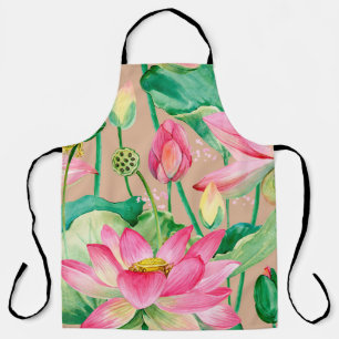 Tablier motif sans couture de fleurs de lotus. aquarelle b