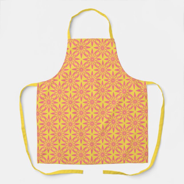 Tablier Motif sans couture de fleurs jaunes roses (Recto)