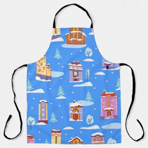 Tablier Motif sans couture d'hiver dessiné à la main avec