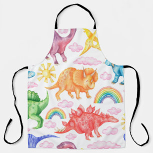 Tablier Motif sans couture représentant des dinosaures col
