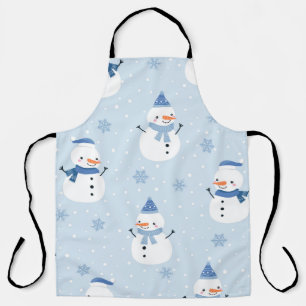 Tablier Motif sans couture Snowman, arrière - plan d'hiver