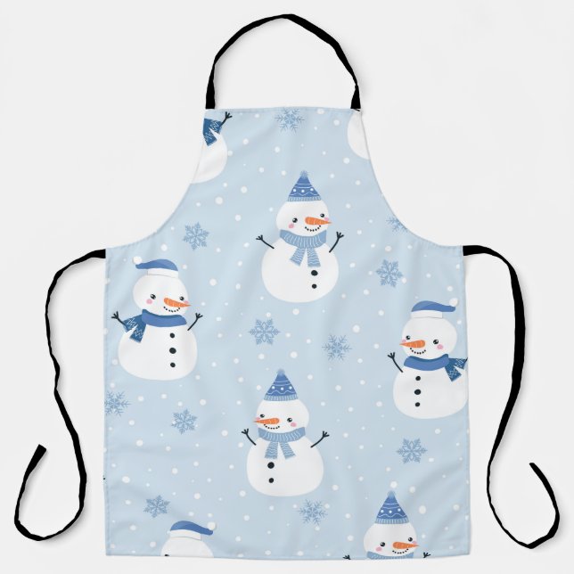 Tablier Motif sans couture Snowman, arrière - plan d'hiver (Recto)