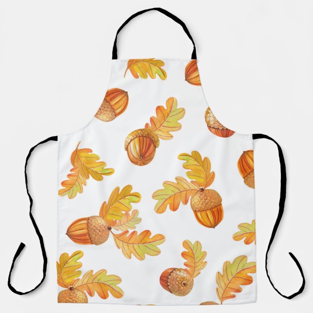Tablier motif sans soudure automne avec feuilles en chêne  (Recto)