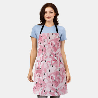 Tablier motif sans soudure avec flamants roses exotiques o