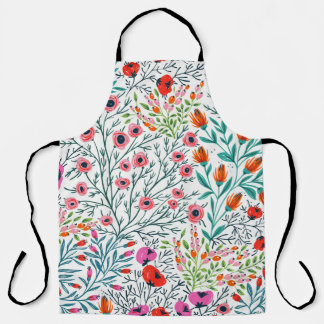 Tablier  motif sans soudure fleurie avec fleurs d'été,