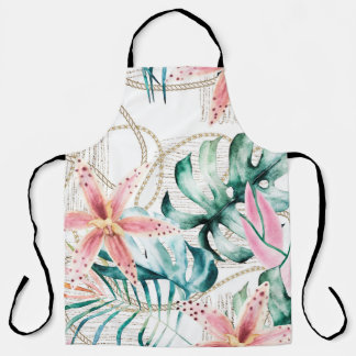 Tablier Motif sans soudure tropicale avec feuilles d'orchi