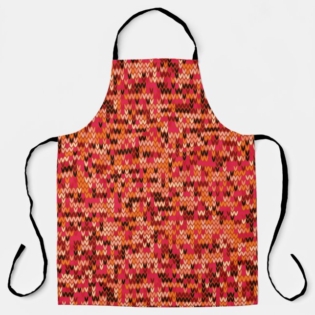 Tablier Motif scandinave abstrait vêtu à l'ombre rouge (Recto)