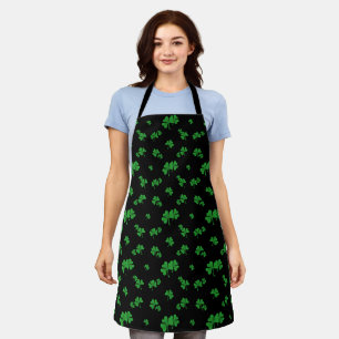Tablier Motif Shamrock vert à dégradé mou noir