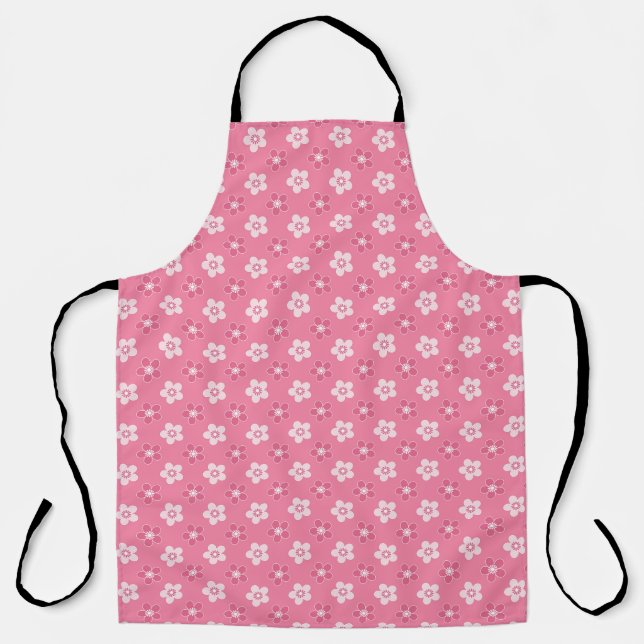 Tablier motif simple floral solide rose rétro petit flux (Recto)