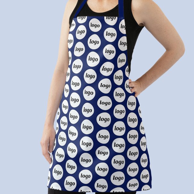 Tablier Motif simple logo promo Marine bleu (Logo pattern business branding promotional navy blue apron)