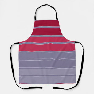 Tablier Motif simple rayé rouge et gris