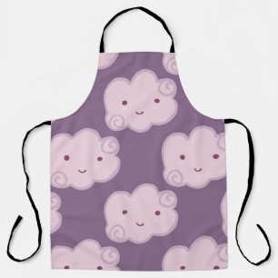 Tablier Motif souriant ciel nuageux transparent sur lilac