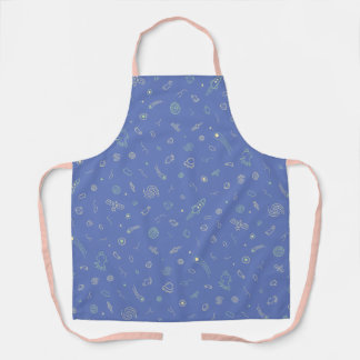 Tablier motif Space Doodle bleu lavande