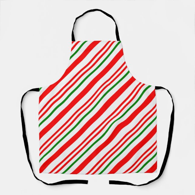 Tablier Motif sucre de canne En Rouge Vert Blanc (Recto)