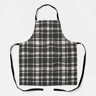 Tablier Motif Tartan Plaid Classique - noir et blanc cassé