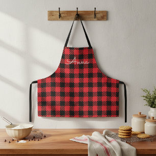 Tablier Motif tatan classique de bison rouge et noir plaid