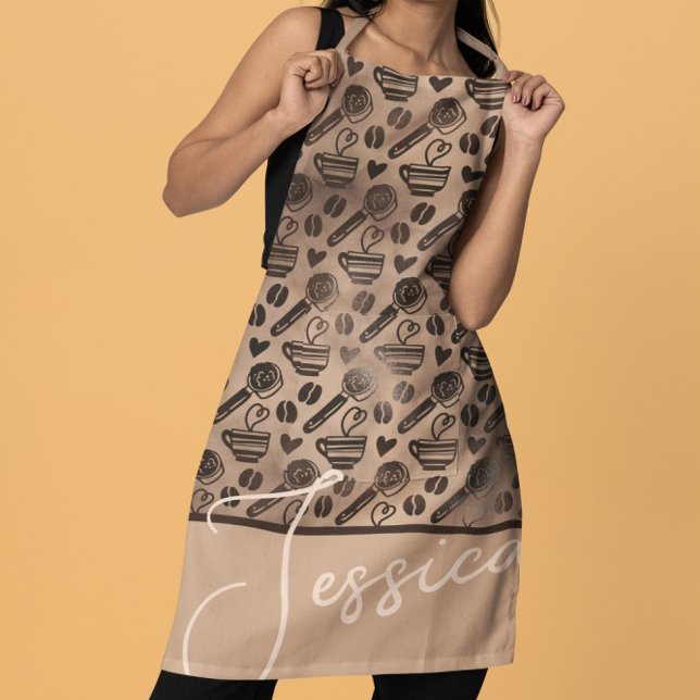 Tablier Motif tendance Café Lover Nom personnalisé Apro (Créateur téléchargé)