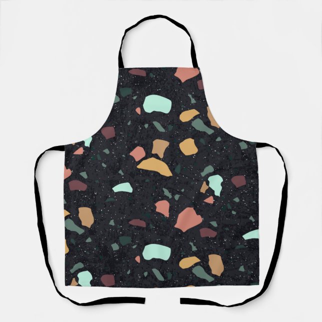 Tablier Motif Terrazzo Noir (Recto)