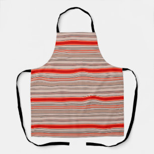 Tablier motif texturé rayé vertical en orange et être