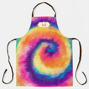 Tablier Motif Tie-Dye Coloré   Monogramme