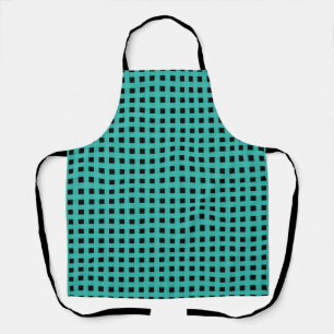 Tablier Motif Tissé Noir et Sarcelle