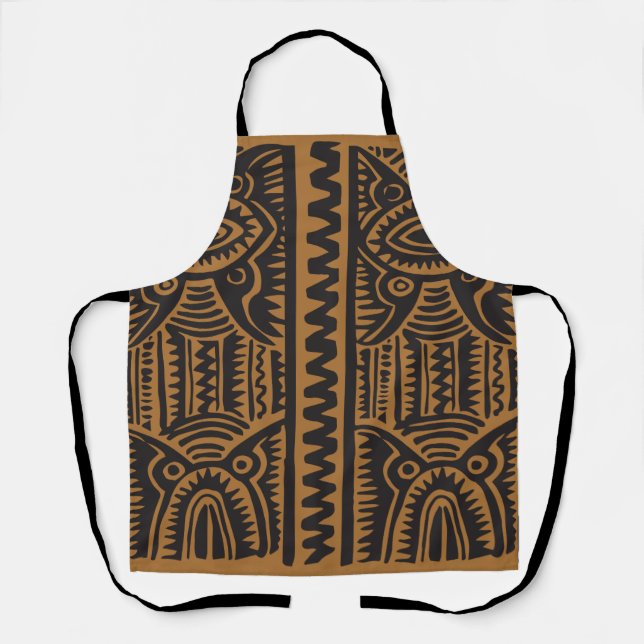 Tablier Motif traditionnel Tiki marron (Recto)