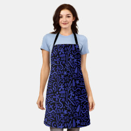 Tablier motif transparent abstrait bleu