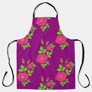 Tablier Motif transparent pourpre avec fleurs roses et ver