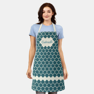 Tablier Motif Trellis bleu ivoire foncé Turquoise personna