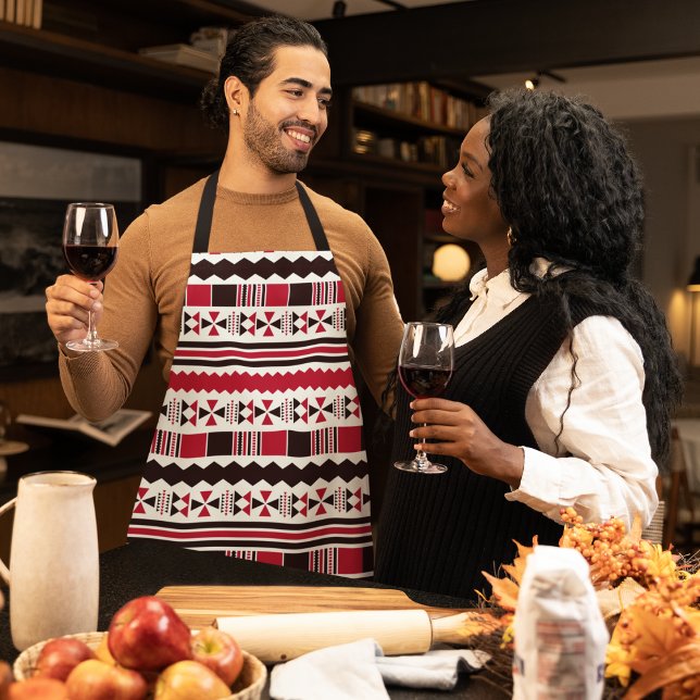 Tablier Motif tribal rouge et noir (tribal pattern apron)