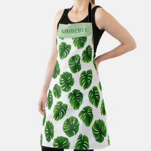 Tablier Motif tropical de feuille de Monstera personnalisé