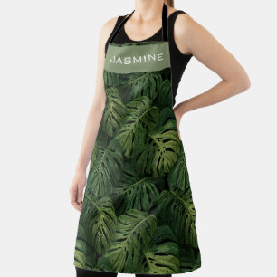 Tablier Motif tropical de feuille de Monstera personnalisé
