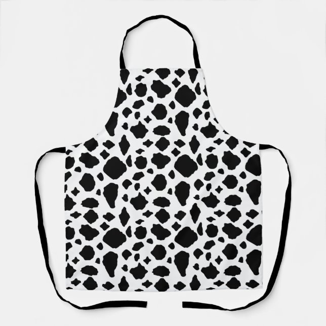 Tablier Motif vache pays noir et blanc (Recto)