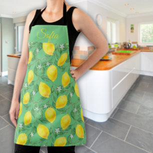 Tablier Motif vert citron jaune rustique