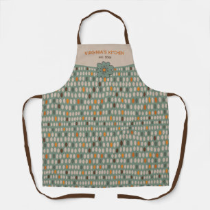 Tablier Motif Vert Retro Ovals Personnalisé