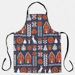 Tablier Motif Vintage d'art populaire scandinave