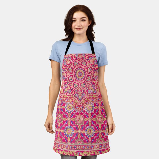 Tablier Motif vintage de broderie indienne (Porté)