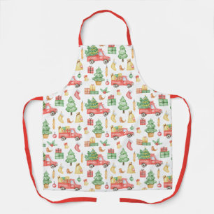 Tablier Motif Vintage de camion rouge Noël