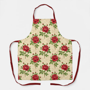 Tablier Motif vintage de rose rouge