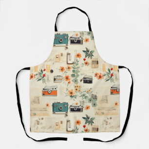 Tablier Motif vintage Floral & Caméra (6)