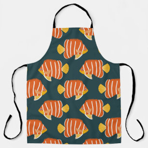 Tablier Motif vintage sans soudure avec poisson. Conceptio