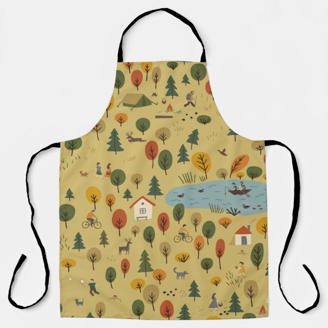 Tablier motif vintage sans soudure du paysage forestier d' (Recto)