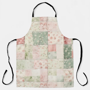 Tablier Motifs de courtepointe floraux rose menthe de ferm