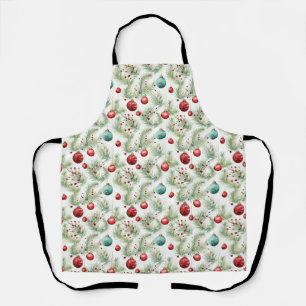 Tablier Motifs de Noël Verts et Rouges -