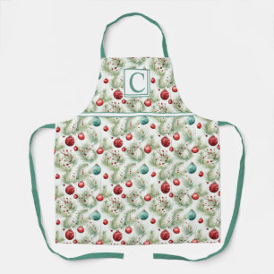 Tablier Motifs de Noël Verts et Rouges - 