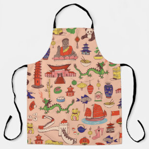 Tablier Motifs hongkongais dessinés à la main : motif sans
