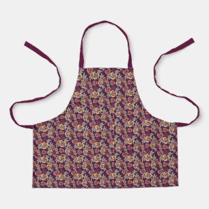 Tablier motifs rose à feuilles vertes