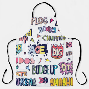 Tablier Mots en argot anglais, lettres de gribouillis